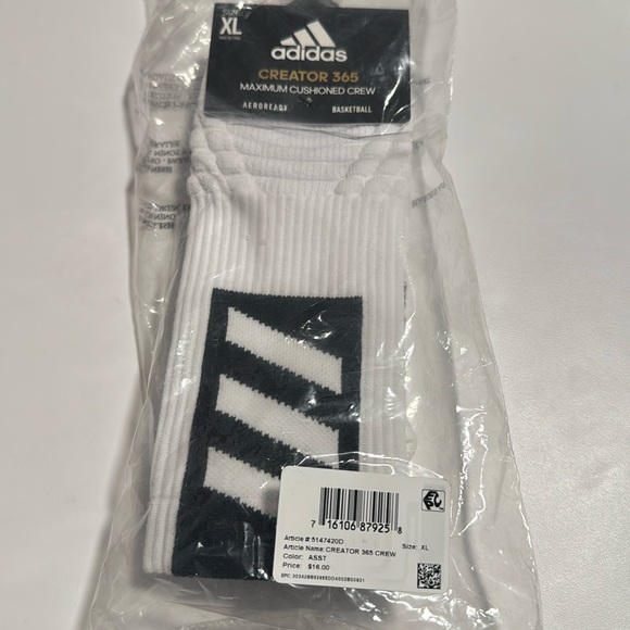 Adidas Creator 365 White Crew Socks - Picture 1 of 1